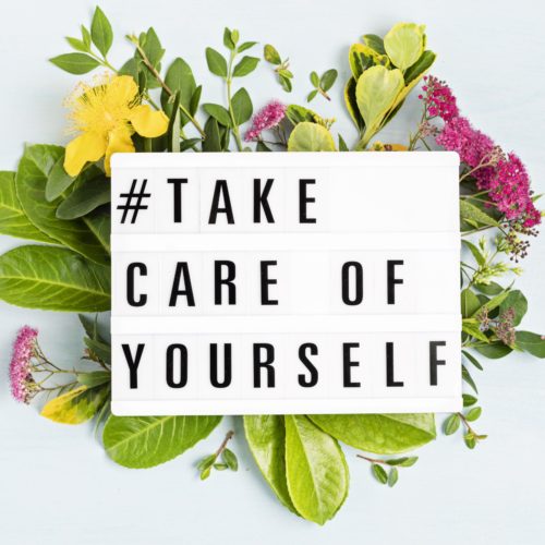 Floral posie with #Take Care of Yourself