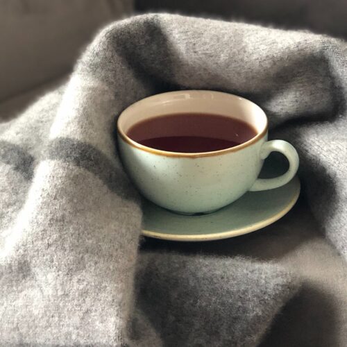 Cup of tea and blanket